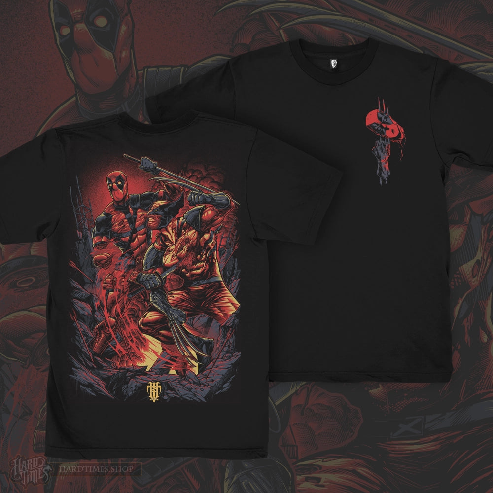 Hard Times Clothing - Team Up T-Shirt: Deadpool & Wolverine inspired design