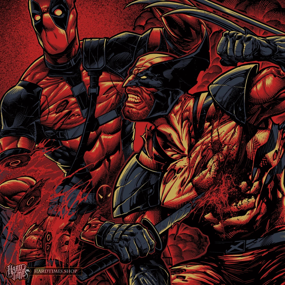 Hard Times Clothing - Team up design: Deadpool vs Wolverine art